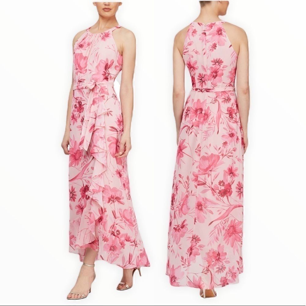 SLNY SL Fashions New York Floral Print Maxi Dress